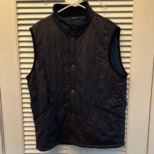 Barbour Black Quilted Vest with Stand-Up Collar